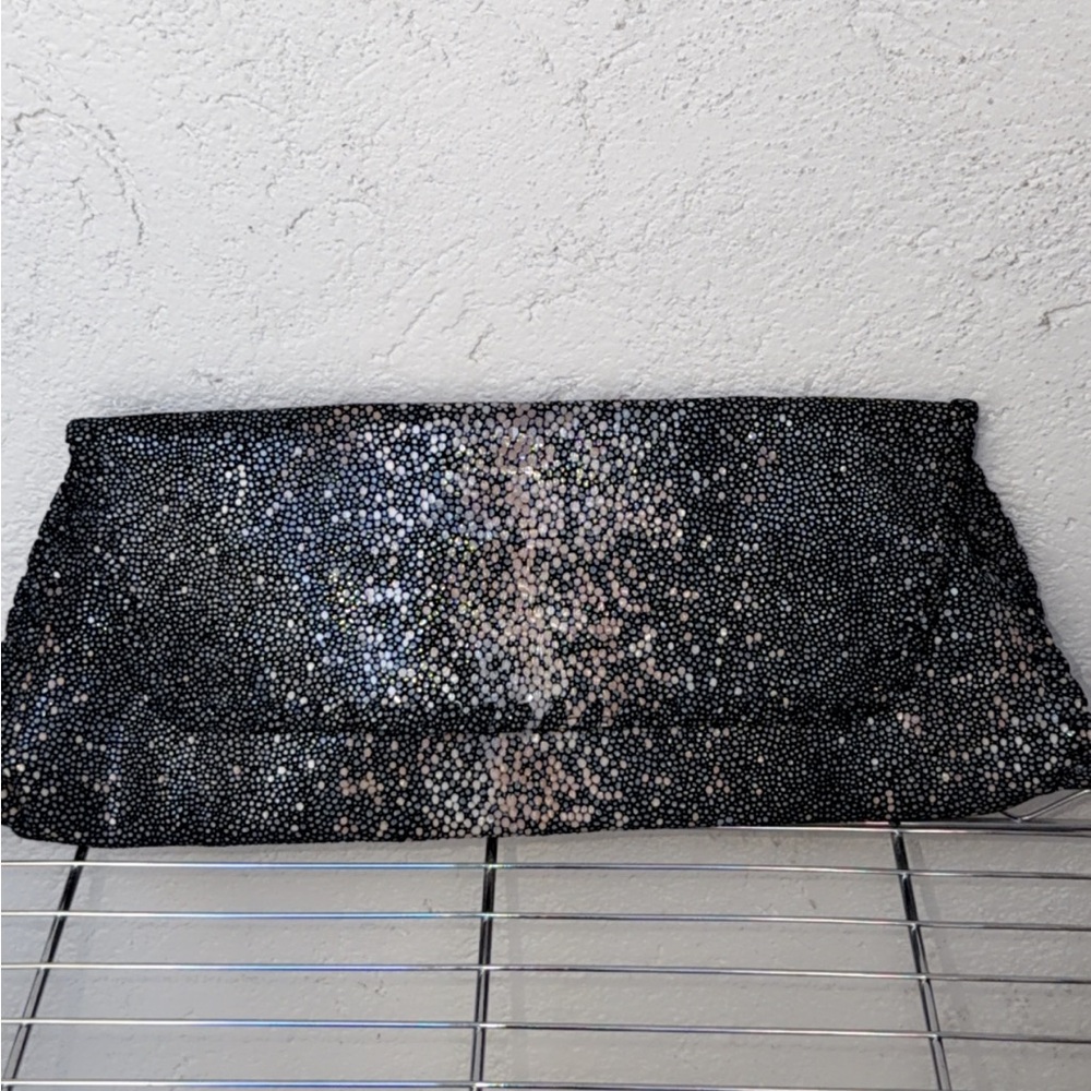 Anthony Luciano Black and Silver Textured Wristlet Clutch